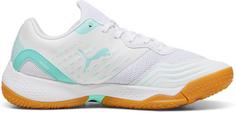 Rückansicht von PUMA Solarflash III W+ Hallenschuhe Damen puma white-electric peppermint