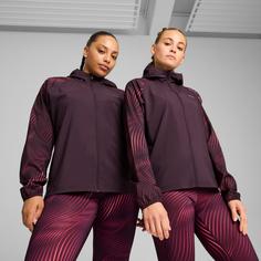 Rückansicht von PUMA RUN FAVORITE AOP Laufjacke Damen midnight plum-aop