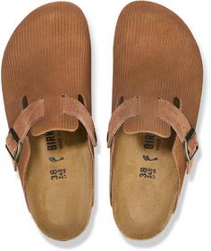 Rückansicht von Birkenstock Boston Corduroy Sandalen Damen dark tea