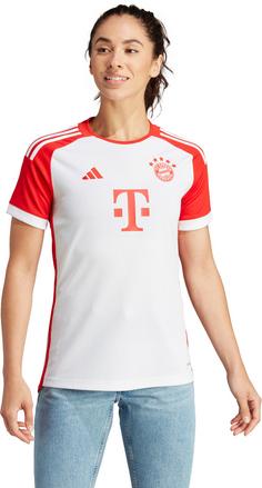 Rückansicht von adidas FC Bayern München 23-24 Heim Fußballtrikot Damen white-red