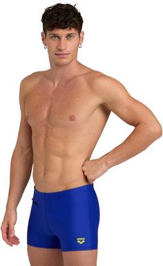 Rückansicht von Arena Zip Kastenbadehose Herren neon blue