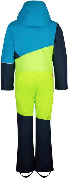 Rückansicht von Trollkids Hallingdal Schneeanzug Kinder cool lime-vivid blue-night sky