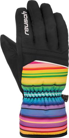 Rückansicht von Reusch Alan Junior Skihandschuhe Kinder black-multicol lines