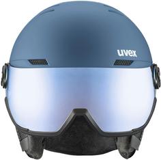 Rückansicht von Uvex WANTED VISOR Skihelm stone blue matt