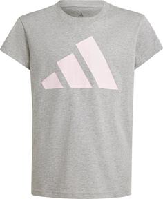 adidas BIG LOGO T-Shirt Kinder medium grey heather-clear pink