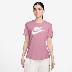 Rückansicht von Nike Essential Icon Futura T-Shirt Damen elemental pink