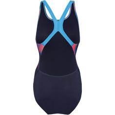 Rückansicht von SPEEDO Placement Schwimmanzug Damen true navy- siren red- punch blue