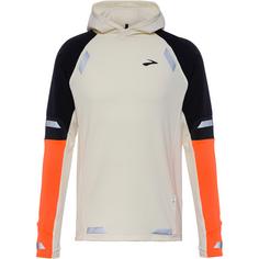 Brooks Run Visible Notch Thermal Laufhoodie Herren ecru-fluoro flash-black