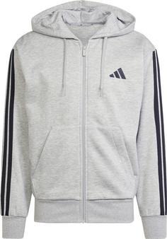 adidas M 3S FL Sweatjacke Herren medium grey heather-black