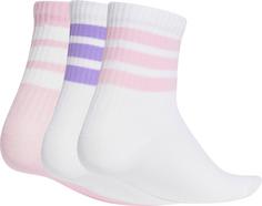 Rückansicht von adidas RIB 3 PACK Freizeitsocken Kinder white-white-true pink