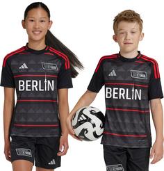 Rückansicht von adidas Union Berlin 24-25 Auswärts Fußballtrikot Kinder bunt