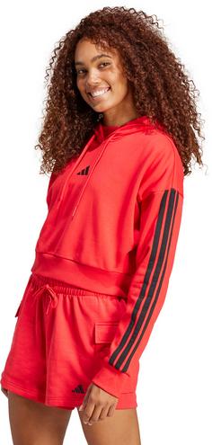 Rückansicht von adidas W 3S FT CRO Hoodie Damen pure ruby-black