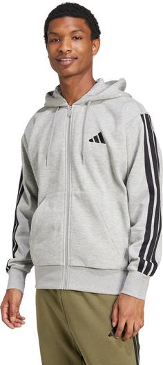 Rückansicht von adidas M 3S FL Sweatjacke Herren medium grey heather-black