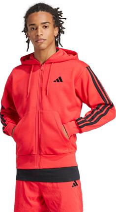 Rückansicht von adidas M 3S FL Kapuzenjacke Herren pure ruby-black