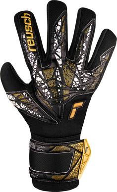 Rückansicht von Reusch Attrakt Silver NC Finger Support Torwarthandschuhe black-gold-white-black