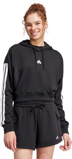 Rückansicht von adidas W 3S FT CRO Hoodie Damen black-white