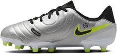 Rückansicht von Nike Jr. Tiempo Legend 10 Academy MG Fußballschuhe Kinder metallic silver-black-volt