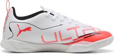 Rückansicht von PUMA ULTRA 5 PLAY IT Jr Fußballschuhe Kinder puma white-puma black-glowing red
