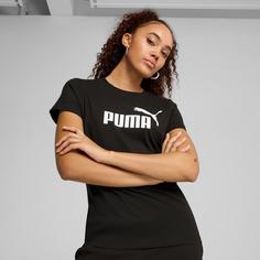 Rückansicht von PUMA Essential Logo T-Shirt Damen black