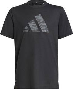 adidas TRAIN ESSENTIALS CAMO Funktionsshirt Kinder black