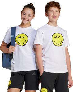 Rückansicht von adidas SMILEY T-Shirt Kinder white-carbon-bright yellow-black