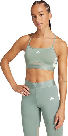 Rückansicht von adidas HYGLM BRALETTE Sport-BH Damen silver green