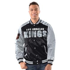 Rückansicht von Starter Los Angeles Kings Bomberjacke Herren schwarz-grau