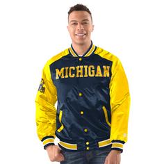 Rückansicht von Starter Michigan Bomberjacke Herren dunkelblau-gelb