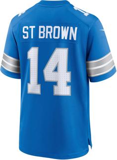 Rückansicht von Nike Detroit Lions Amon-Ra St Brown 14 American Football Trikot Herren Amon-Ra St Brown