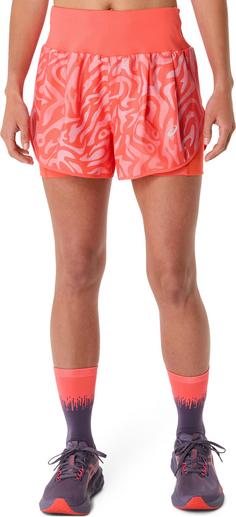 Rückansicht von ASICS ROAD Funktionsshorts Damen coral reef light ube