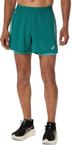 Rückansicht von ASICS ROAD Funktionsshorts Herren rainy lake- light teal