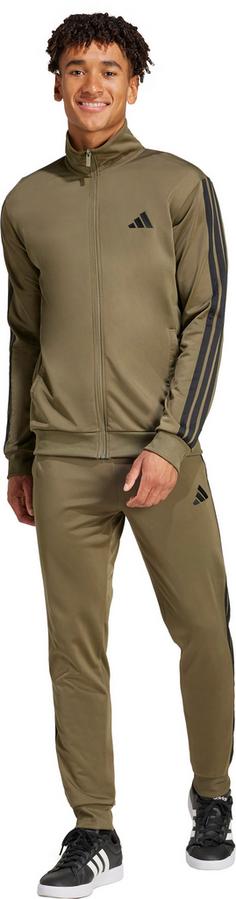 Rückansicht von adidas 3S Trainingsanzug Herren olive strata