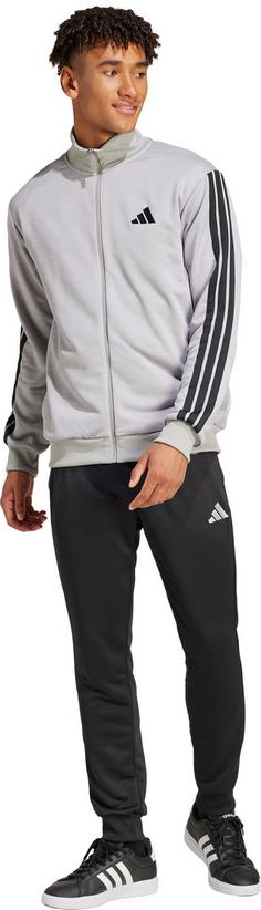 Rückansicht von adidas M 3S FT TT Trainingsanzug Herren medium grey heather-mgh solid grey