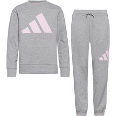 adidas BIG LOGO Trainingsanzug Kinder medium grey heather-clear pink