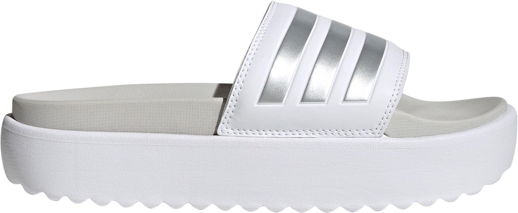 Adidas Adilette Platform Badelatschen Damen ftwr white zero metallic grey one im Online Shop von SportScheck kaufen