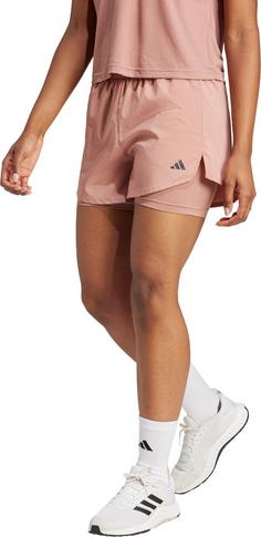 Rückansicht von adidas W MIN 2IN1 Funktionsshorts Damen warm clay-black