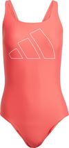 adidas Big Bars Schwimmanzug Damen - semi lucid red-white