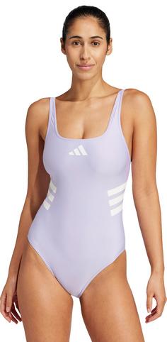 Rückansicht von adidas 3S Badeanzug Damen violet tone-warm vanilla