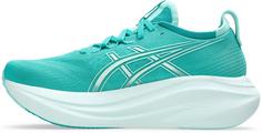 Rückansicht von ASICS GEL-NIMBUS 27 Laufschuhe Damen wave teal-illuminate mint