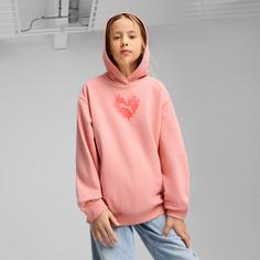 Rückansicht von PUMA FLAMING LOVE Hoodie Kinder pink fruit