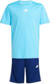 adidas TRAIN ESSENTIALS 3 STRIPES Trainingsanzug Jungen - bright cyan-white