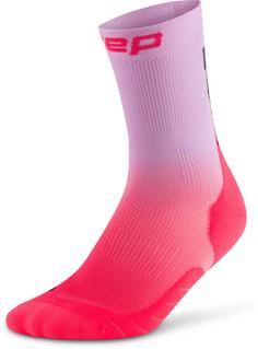 Rückansicht von CEP Core Run Mid Laufsocken Damen pink-lilac fade