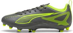 PUMA ULTRA 5 PLAY FG-AG Jr Fußballschuhe Kinder matte aged silver-yellow alert-puma aged silver