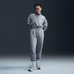 Rückansicht von Nike NSW PHNX FLC Sweatshirt Damen dk grey heather-sail