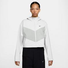Rückansicht von Nike Windrunner Kapuzenjacke Damen white-photon dust-black