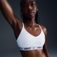 Rückansicht von Nike Indy Sport-BH Damen white-black