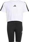 adidas TRAIN ESSENTIALS 3 STRIPES Trainingsanzug M&auml;dchen - white-black