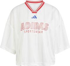 adidas Tiro V-Shirt Damen white-pure ruby-semi lucid blue