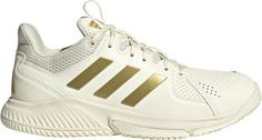 adidas Court Flight Hallenschuhe Damen owhite-goldmt-cblack