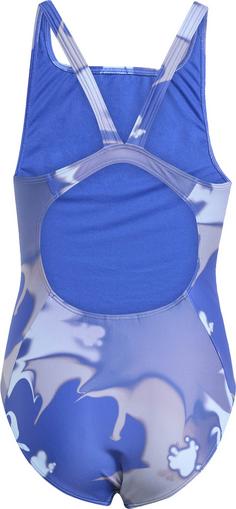 Rückansicht von adidas TIE DYE V-BACK Badeanzug Kinder semi lucid blue-white